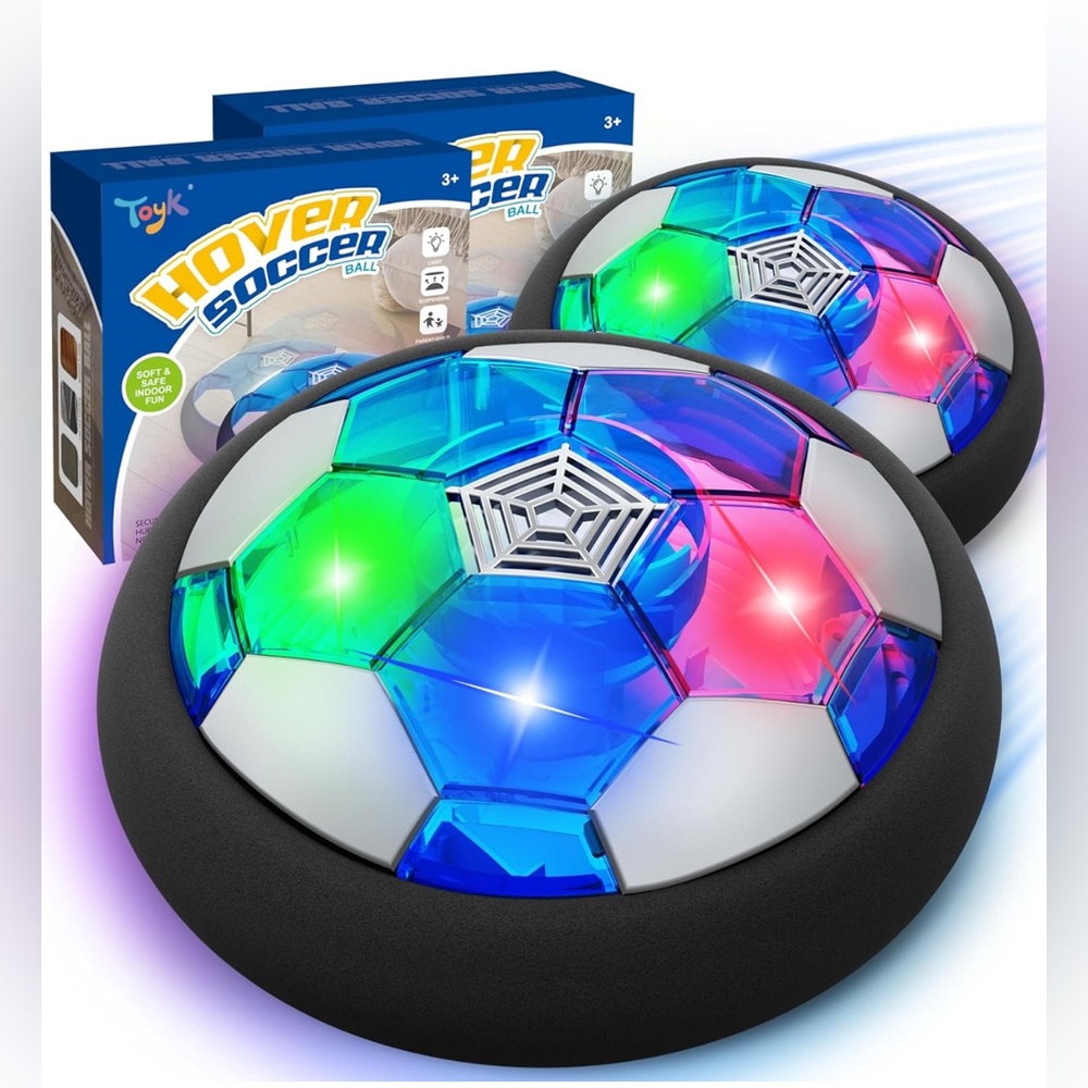 LED Hover Soccer Balls Light Up Air Powered Indoor/Outdoor - Set of 2